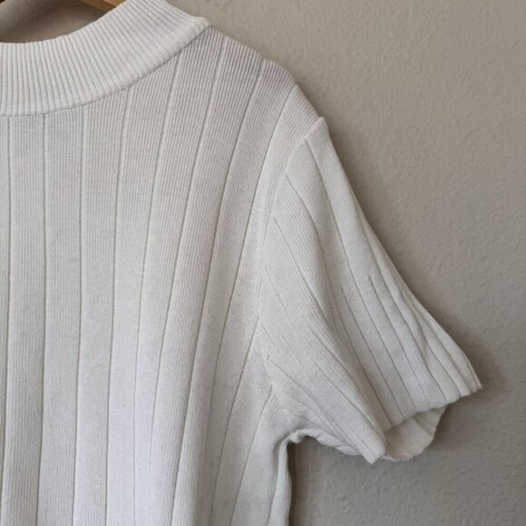 Primark Mock Neck Short Sleeve Sweater Off White Cream Size Large - Picture 2 of 6